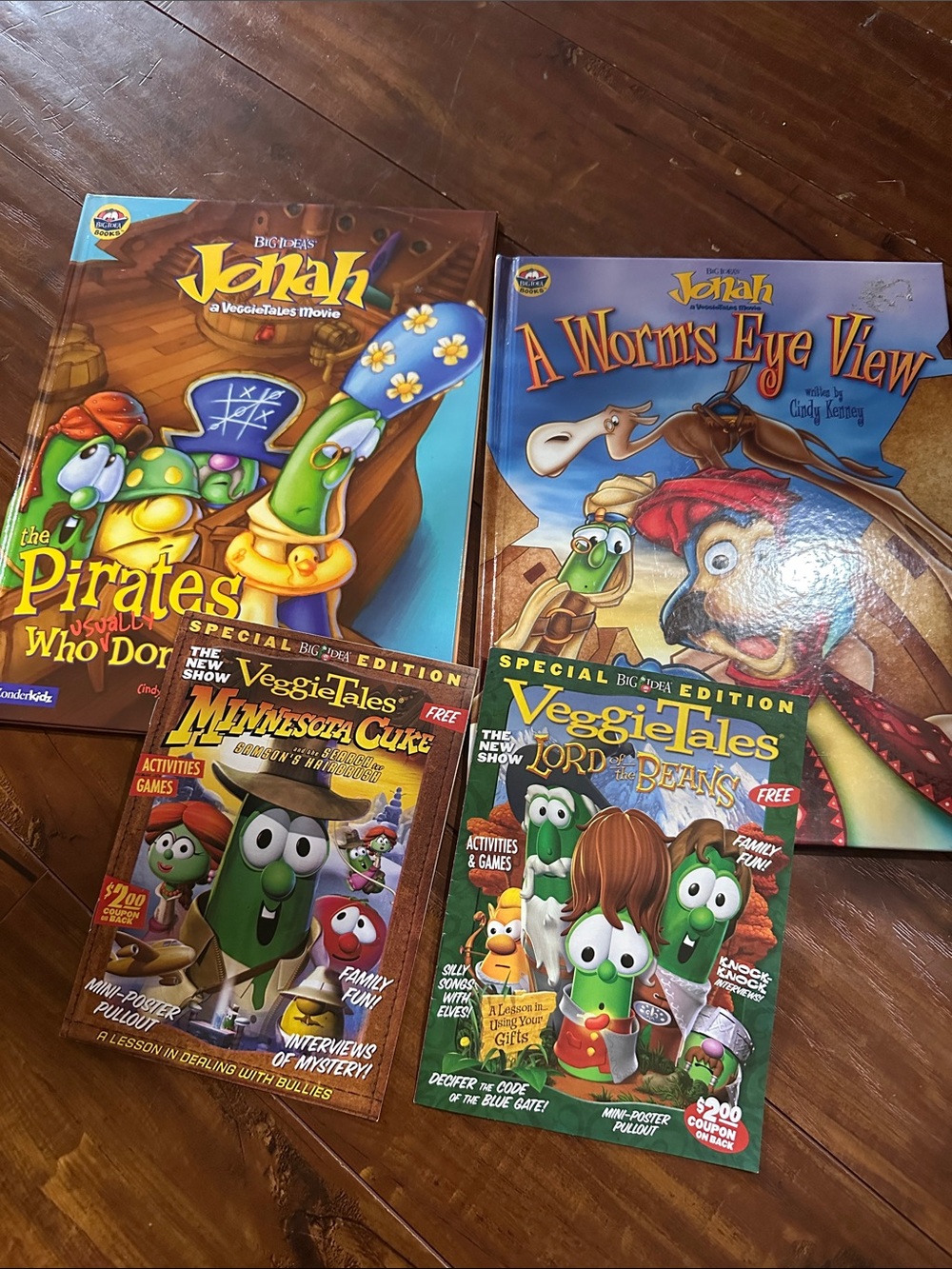 VeggieTales Vintage Book Lot Jonah Hardcovers + 2005 Promo Booklets Veggie Tales